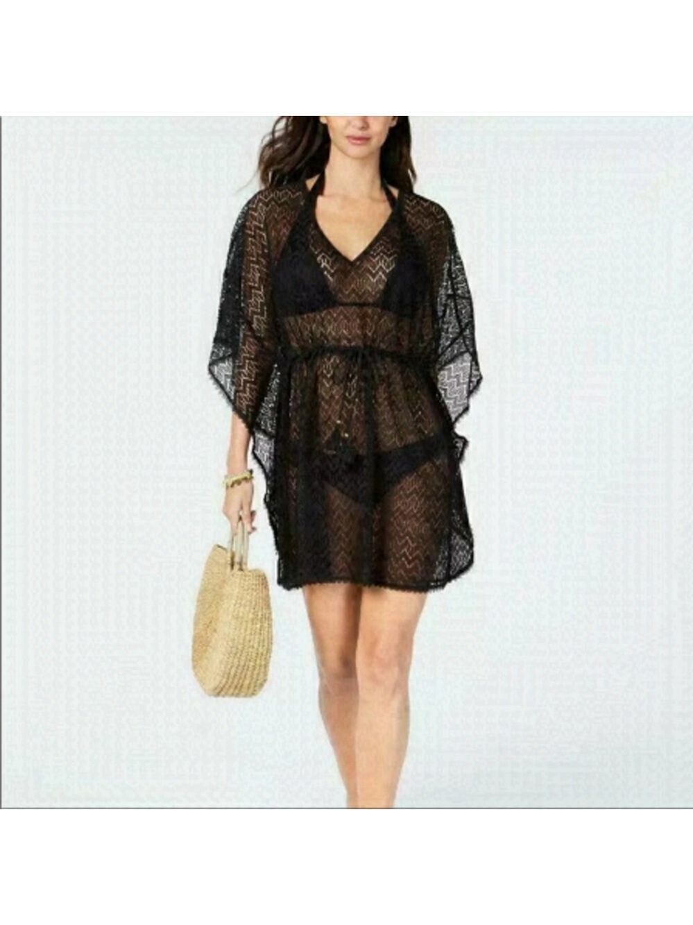Nwt Miken Plus V-Neck Crochet Tie-Waist Caftan Cover-Up - 3X